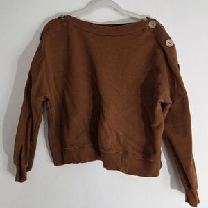 Pull&Bear Brown Button-Shoulder Sweater